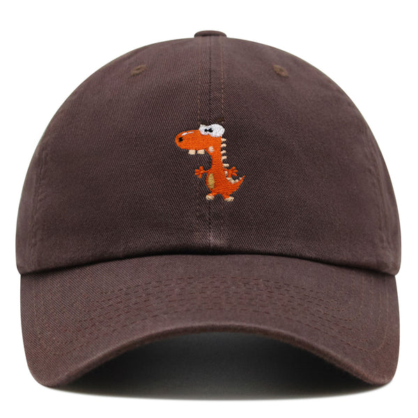 Funny Orange Dinosaur Premium Dad Hat Embroidered Baseball Cap  Funny Dino