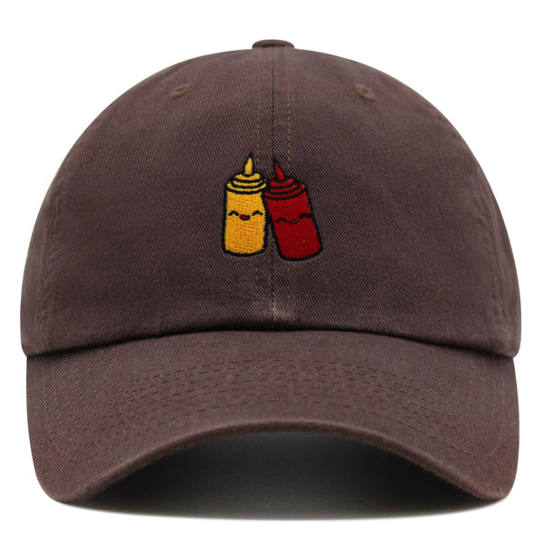 Ketchup and Mustard Premium Dad Hat Embroidered Baseball Cap Foodie Sauces Ketchut Mustard