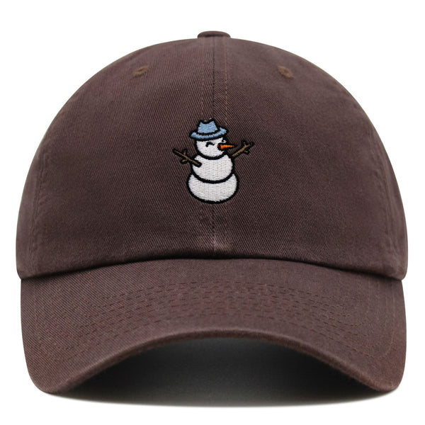 Snowman Premium Dad Hat Embroidered Baseball Cap Winter Snow