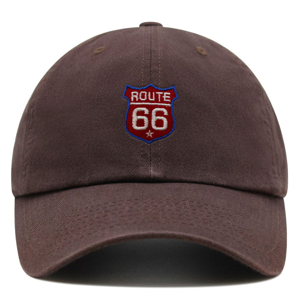 Route 66 Premium Dad Hat Embroidered Baseball Cap Roadtrip Highway 66