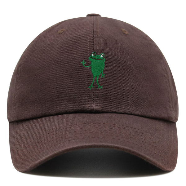 Frog Hi! Premium Dad Hat Embroidered Baseball Cap Cute