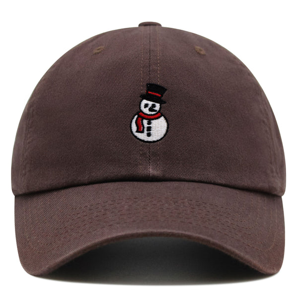 Snowman Premium Dad Hat Embroidered Baseball Cap Winter Christmas