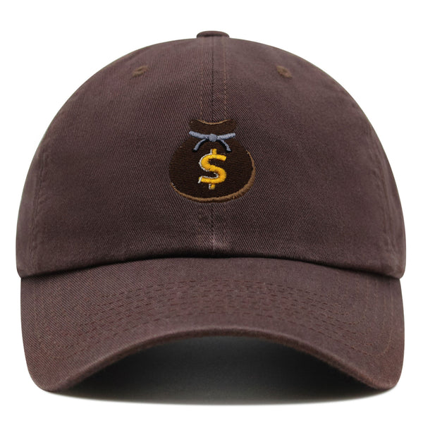 Money Bag Premium Dad Hat Embroidered Baseball Cap Pouch Leather