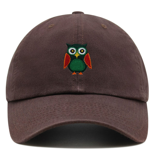 Owl Premium Dad Hat Embroidered Baseball Cap Bird Green