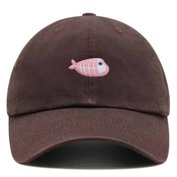 Fishbone Premium Dad Hat Embroidered Baseball Cap Pink Bone