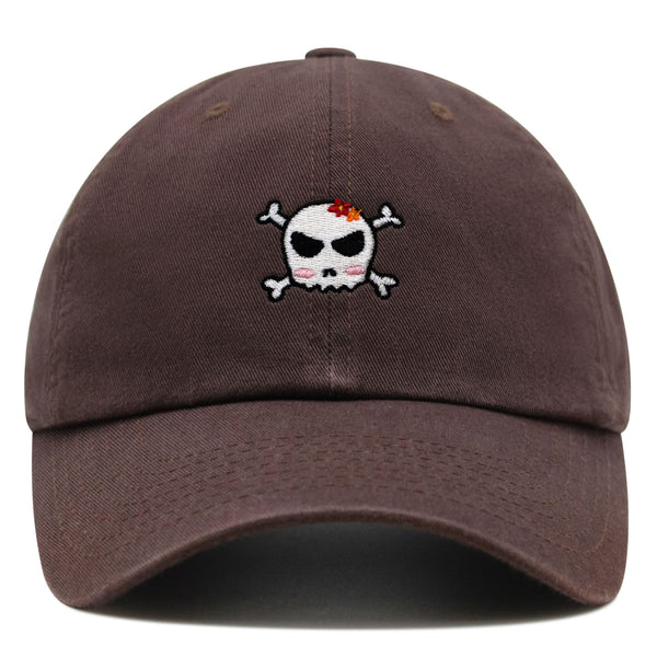 Skull Premium Dad Hat Embroidered Baseball Cap Ribbon Girly