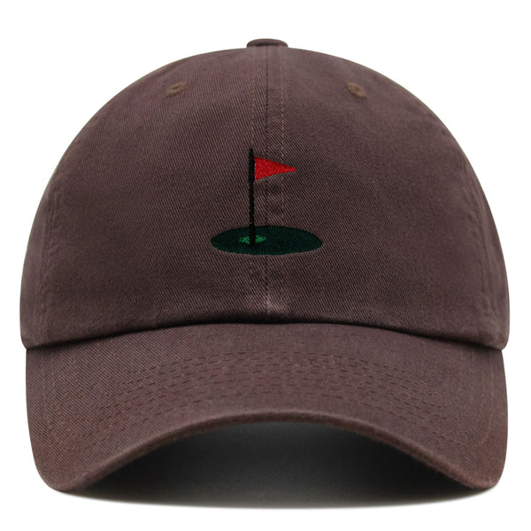 Golf Cup Premium Dad Hat Embroidered Baseball Cap Golf Ball Hole Flagstick Pin