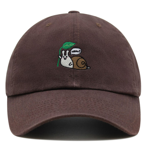 Hello Snail Premium Dad Hat Embroidered Baseball Cap Cute Character