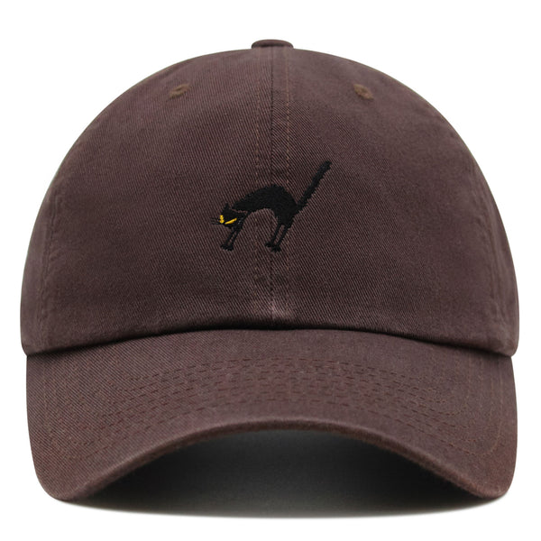 Scared Cat Premium Dad Hat Embroidered Baseball Cap Black Cat