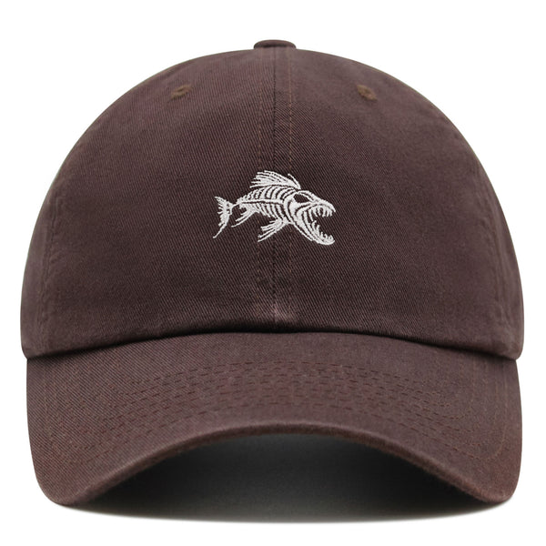 Fish Skeleton Premium Dad Hat Embroidered Baseball Cap Fish Bone