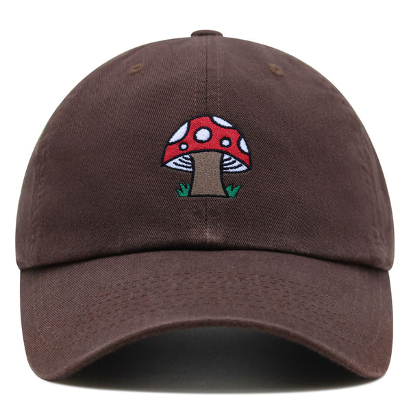 Mushrooms Premium Dad Hat Embroidered Baseball Cap White Polka Dot