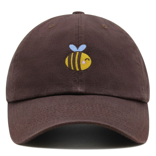 Smiling Honey Bee Premium Dad Hat Embroidered Cotton Baseball Cap Honey Bee