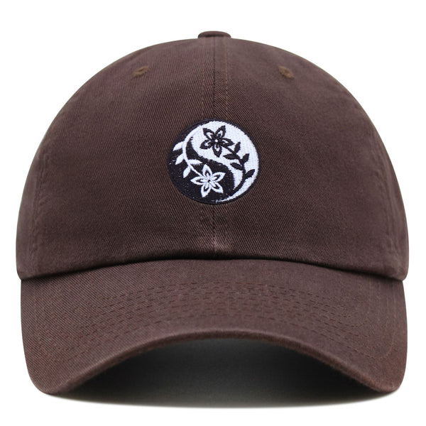 Flower Ying Yang Premium Dad Hat Embroidered Cotton Baseball Cap Symbol