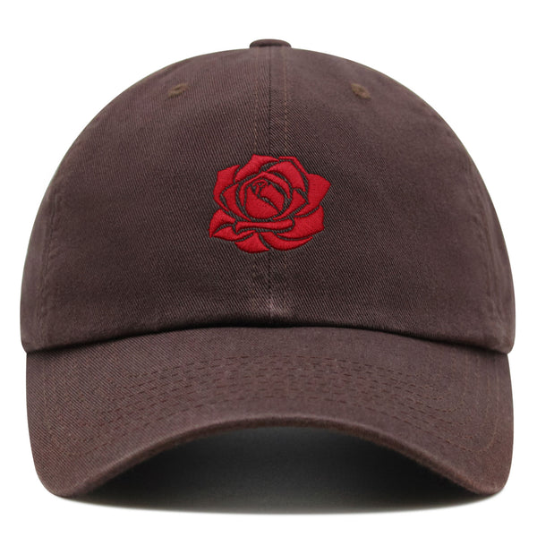 Red Rose Premium Dad Hat Embroidered Cotton Baseball Cap Flower