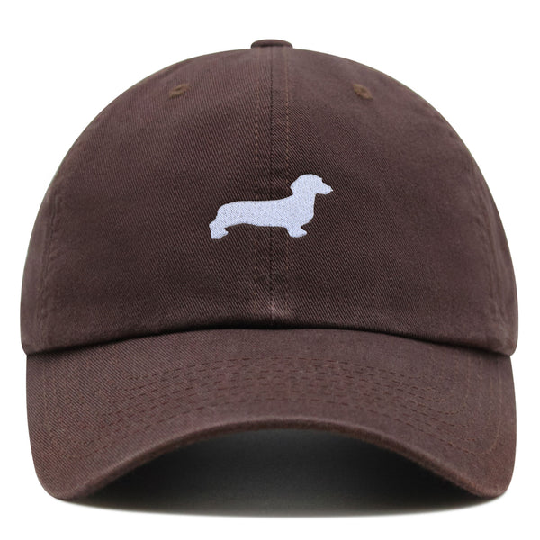 Dachshund Silhouette Premium Dad Hat Embroidered Cotton Baseball Cap Outline