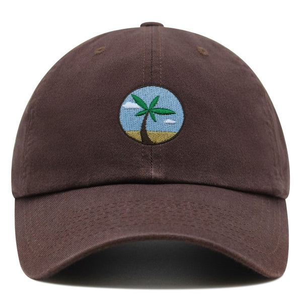 Oasis Palm Tree Premium Dad Hat Embroidered Cotton Baseball Cap