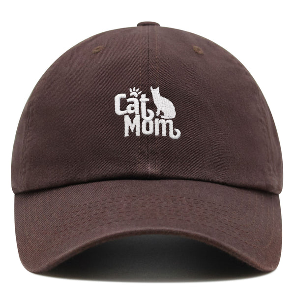 Cat Mom Premium Dad Hat Embroidered Cotton Baseball Cap Silhouette