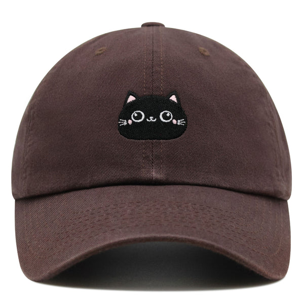 Black Cat Face Premium Dad Hat Embroidered Cotton Baseball Cap Cute Animal