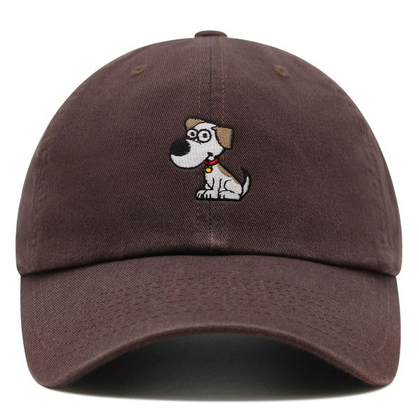 Dog with Red Collar Premium Dad Hat Embroidered Cotton Baseball Cap Cartoon Puppy