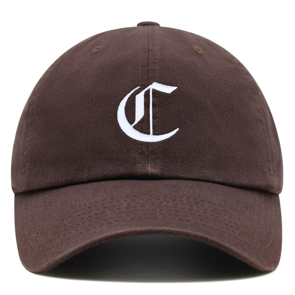Old English Letter C Premium Dad Hat Embroidered Cotton Baseball Cap English Alphabet