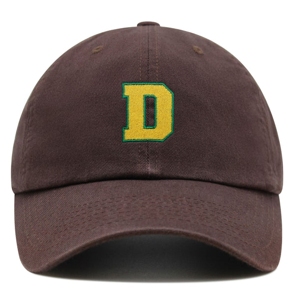 Initial D College Letter Premium Dad Hat Embroidered Cotton Baseball Cap Yellow Alphabet