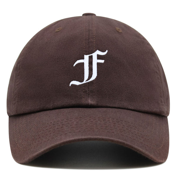 Old English Letter F Premium Dad Hat Embroidered Cotton Baseball Cap English Alphabet