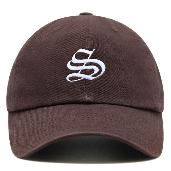 Old English Letter S Premium Dad Hat Embroidered Cotton Baseball Cap English Alphabet