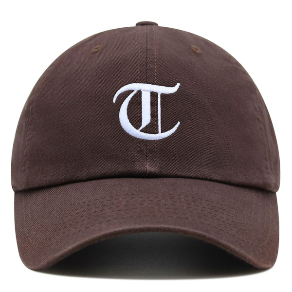 Old English Letter T Premium Dad Hat Embroidered Cotton Baseball Cap English Alphabet