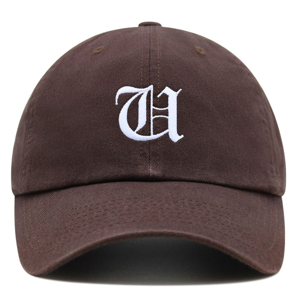 Old English Letter U Premium Dad Hat Embroidered Cotton Baseball Cap English Alphabet