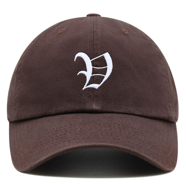 Old English Letter V Premium Dad Hat Embroidered Cotton Baseball Cap English Alphabet