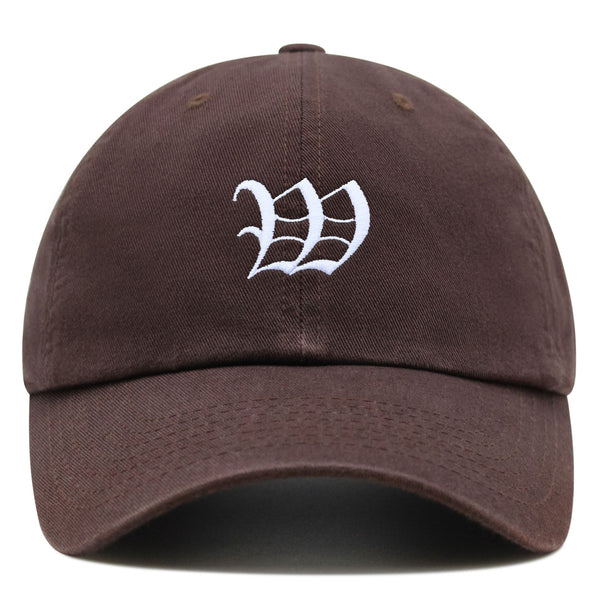 Old English Letter W Premium Dad Hat Embroidered Cotton Baseball Cap English Alphabet