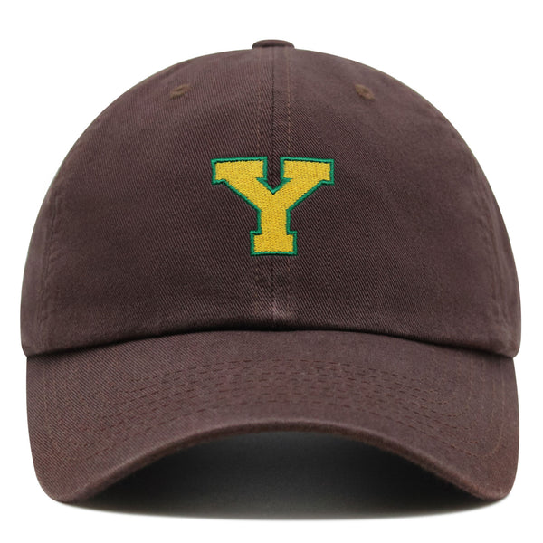 Initial Y College Letter Premium Dad Hat Embroidered Cotton Baseball Cap Yellow Alphabet