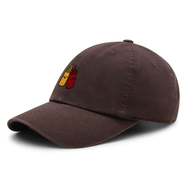 Ketchup and Mustard Premium Dad Hat Embroidered Baseball Cap Foodie Sauces Ketchut Mustard