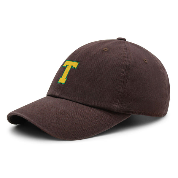 Initial T College Letter Premium Dad Hat Embroidered Cotton Baseball Cap Yellow Alphabet