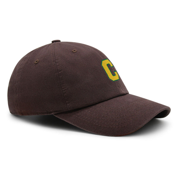 Initial C College Letter Premium Dad Hat Embroidered Cotton Baseball Cap Yellow Alphabet