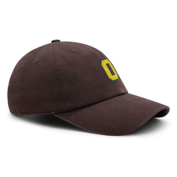 Initial O College Letter Premium Dad Hat Embroidered Cotton Baseball Cap Yellow Alphabet