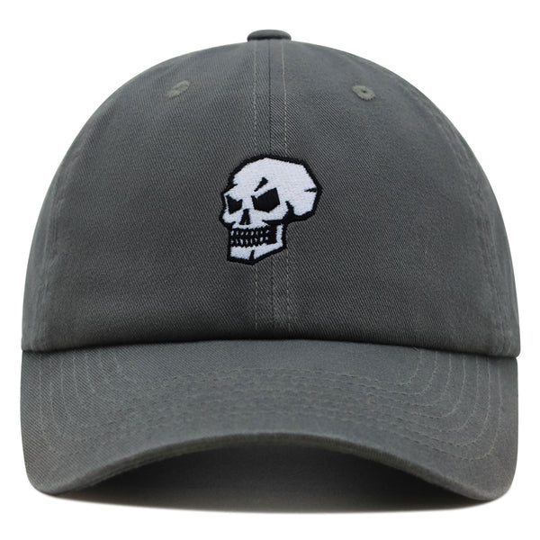 Skull Side View Premium Dad Hat Embroidered Baseball Cap Grunge