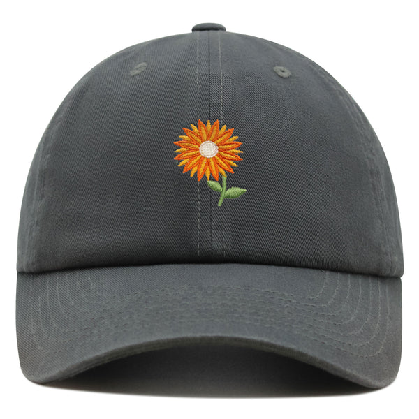 Orange Flower Premium Dad Hat Embroidered Baseball Cap Floral