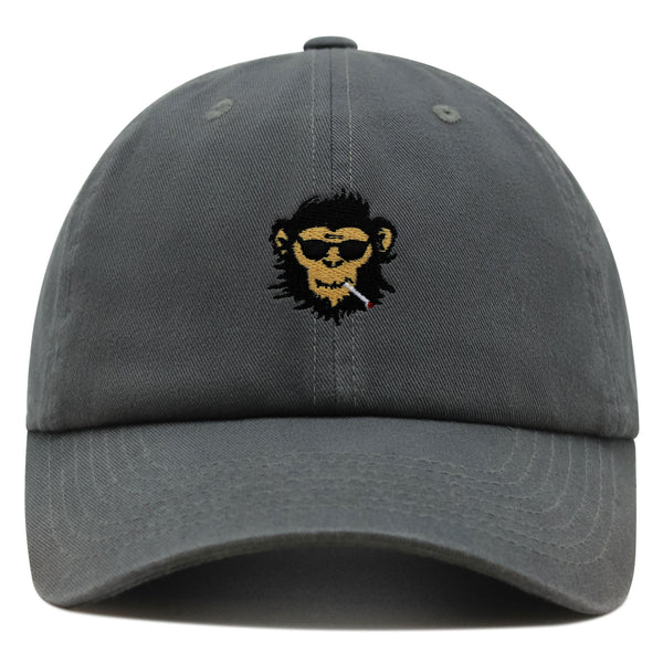 Smoking Monkey Premium Dad Hat Embroidered Baseball Cap Wild Animal Funny