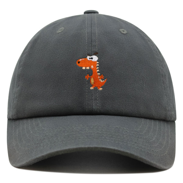 Funny Orange Dinosaur Premium Dad Hat Embroidered Baseball Cap  Funny Dino