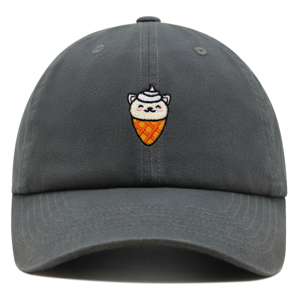 Ice Cream Cat Premium Dad Hat Embroidered Baseball Cap Ice Cream Foodie