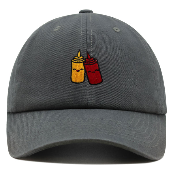 Ketchup and Mustard Premium Dad Hat Embroidered Baseball Cap Foodie Sauces Ketchut Mustard