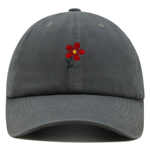 Red Flower Premium Dad Hat Embroidered Baseball Cap Floral