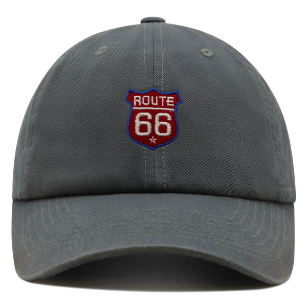 Route 66 Premium Dad Hat Embroidered Baseball Cap Roadtrip Highway 66