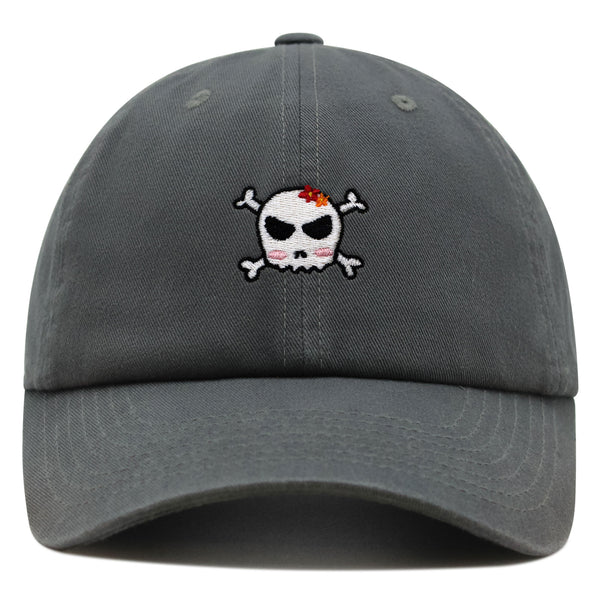 Skull Premium Dad Hat Embroidered Baseball Cap Ribbon Girly