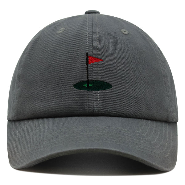 Golf Cup Premium Dad Hat Embroidered Baseball Cap Golf Ball Hole Flagstick Pin