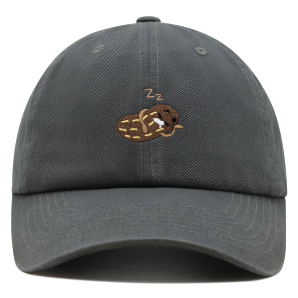 Sleeping Peanut Premium Dad Hat Embroidered Baseball Cap Foodie Funny