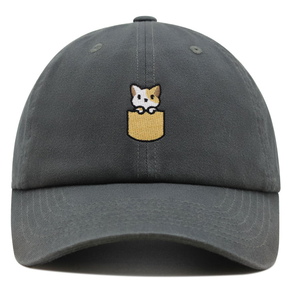 Pocket Cat Premium Dad Hat Embroidered Baseball Cap Shirt Pocket