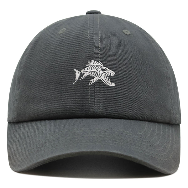 Fish Skeleton Premium Dad Hat Embroidered Baseball Cap Fish Bone