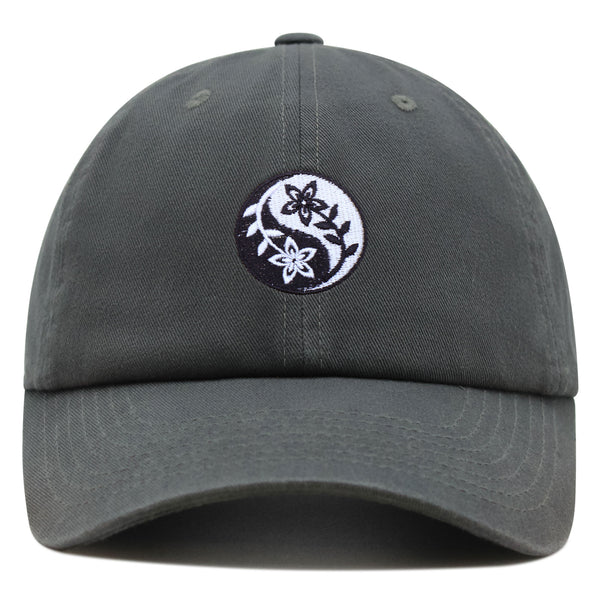 Flower Ying Yang Premium Dad Hat Embroidered Cotton Baseball Cap Symbol